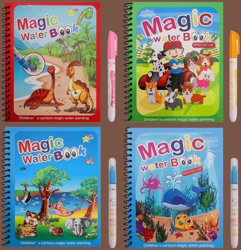 Reusable Magic Water Quick Dry Book  (Multi Color, 4 Books)