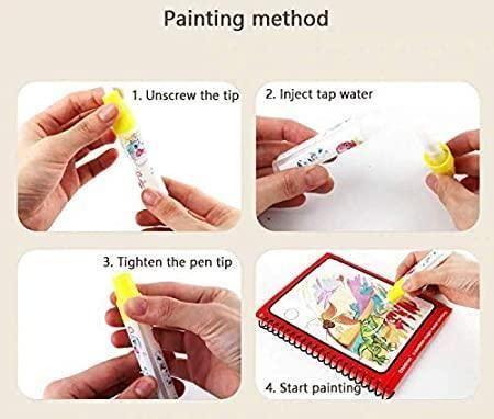Reusable Magic Water Quick Dry Book  (Multi Color, 4 Books)